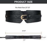 PALAY® Black Belt for Women Dress Stretchy Fashion PU Leather Wide Waist Belt Vintage for Dress Blouse Blazer -Fit Waist 23-33"