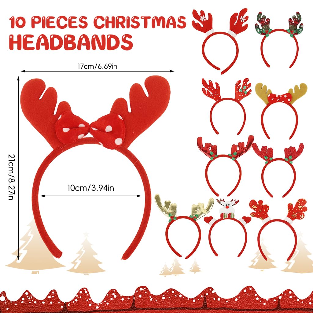 PALAY® 10Pcs Kids Chirstmas Headbands Elk Antler Headbands Chirstmas-themed Headbands for Kids Chirstmas Headbands for Girls Chirstmas Party Dress Up Christmas Headband for Chirstmas Party