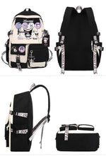 PALAY® Kuromi Backpack for School Girls 6-12 Years Old Teens Fashion Kawaii Print Bags Large Multi Layer Travel Students Gift 2 PCS