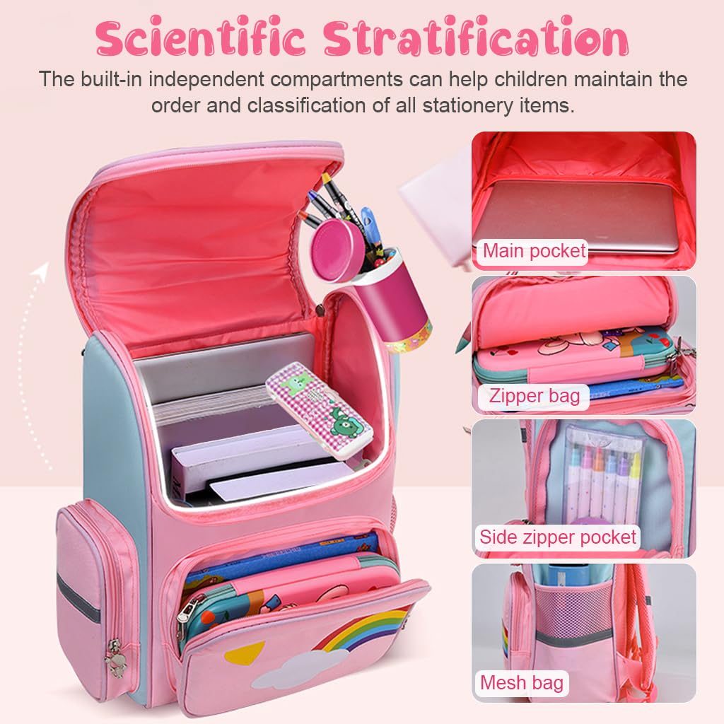 PALAY Unicorn Backpack Combo for Girls with Water Resistant School Bag 31×21×41cm | Ideal for Kids 6–12 Years