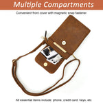 PALAY Crossbody Phone Bag for Daily Travel with Multi Zipper Pockets and 5x7.8 in Size | Vintage Brown PU Leather Mini Purse