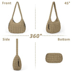 PALAY Soft Tote Bag for Work and Travel featuring Quilted Puffy Design in Brown | Versatile Shoulder and Crossbody Carryall