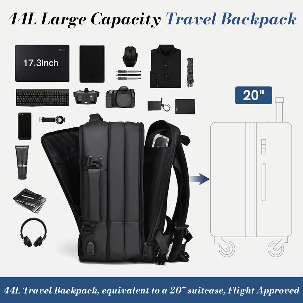 PALAY Laptop Backpack for Office and Travel with USB Port and 17.3 inch Compartment | Waterproof Oxford Bag