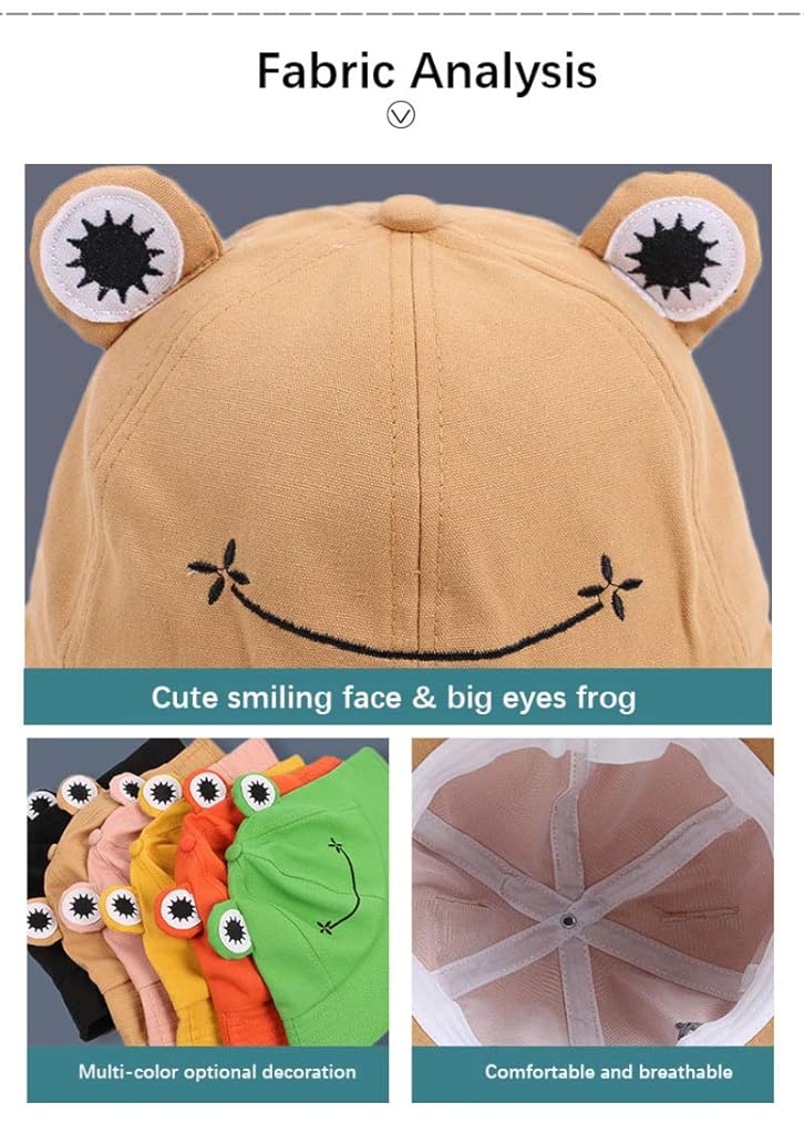 PALAY® Bucket Sun Hat for Women GirlAdult Cute Frog Bucket Hat Summer Outdoor Foldable Fisherman Hat（Green）