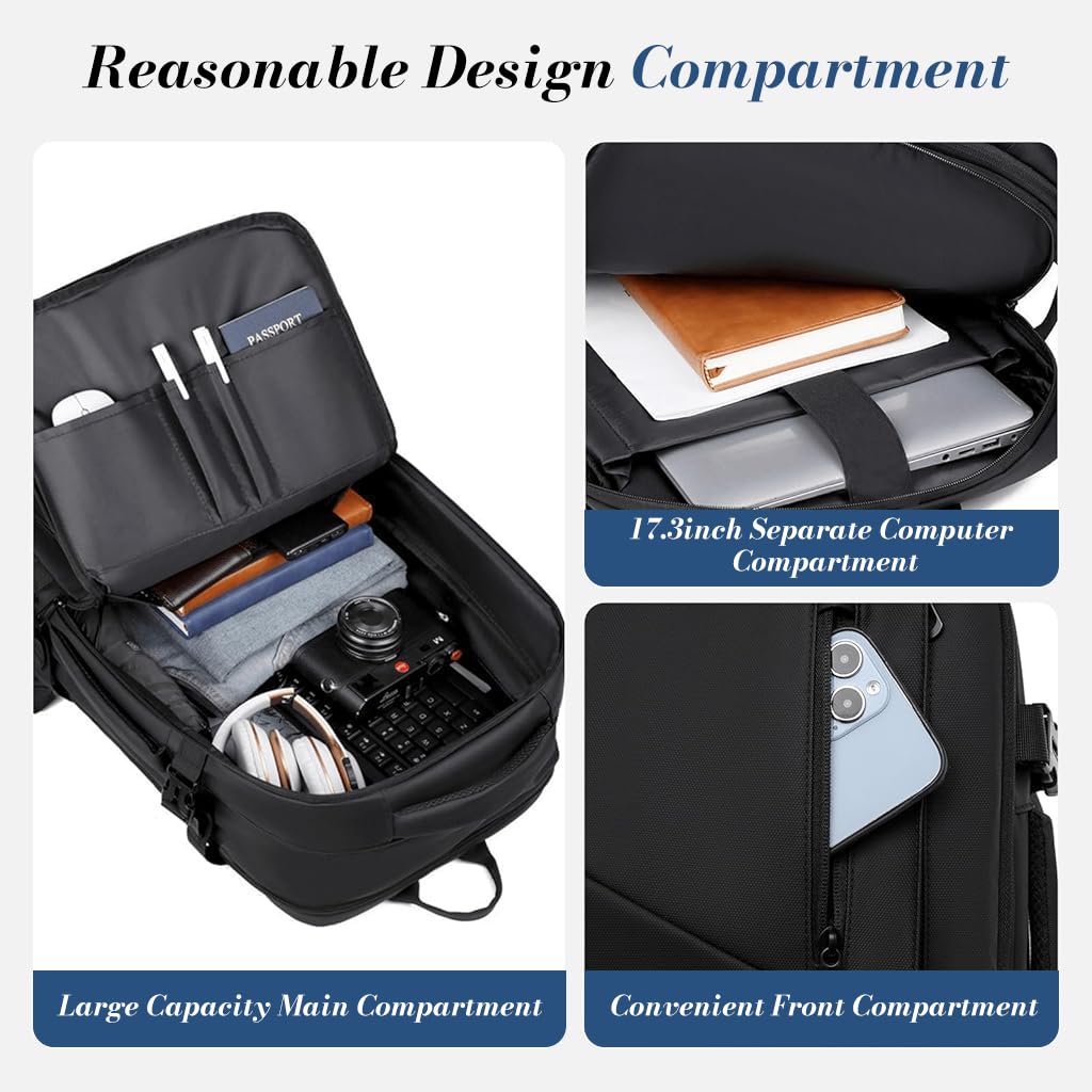 PALAY Laptop Backpack for Office and Travel with USB Port and 17.3 inch Compartment | Waterproof Oxford Bag