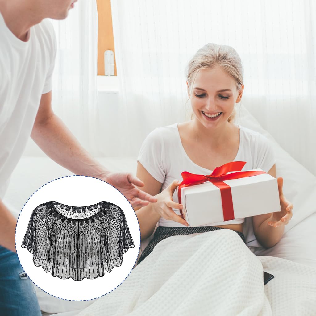 PALAY Lace Shrugs Shawl for Women featuring Sequin Chiffon Wrap & Tassel Design | Wedding Cover Up