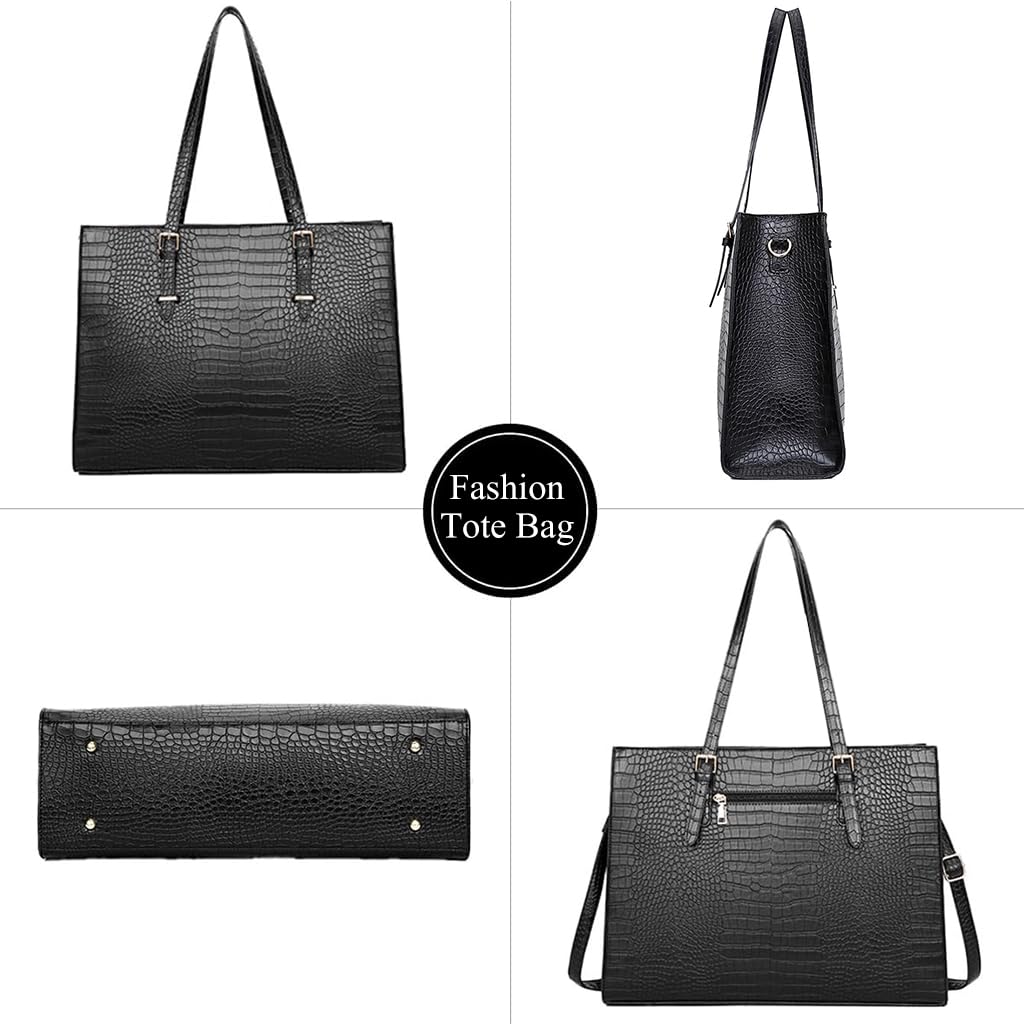 PALAY Laptop Bag for Women 15.6 Inches with Detachable Shoulder Strap and Vegan Leather Tote | Stylish Work and Travel Handbag