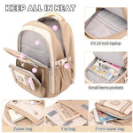 PALAY School Backpack for Students with Multi Pocket Design and Trolley Strap | Stylish Cartoon Print for Travel