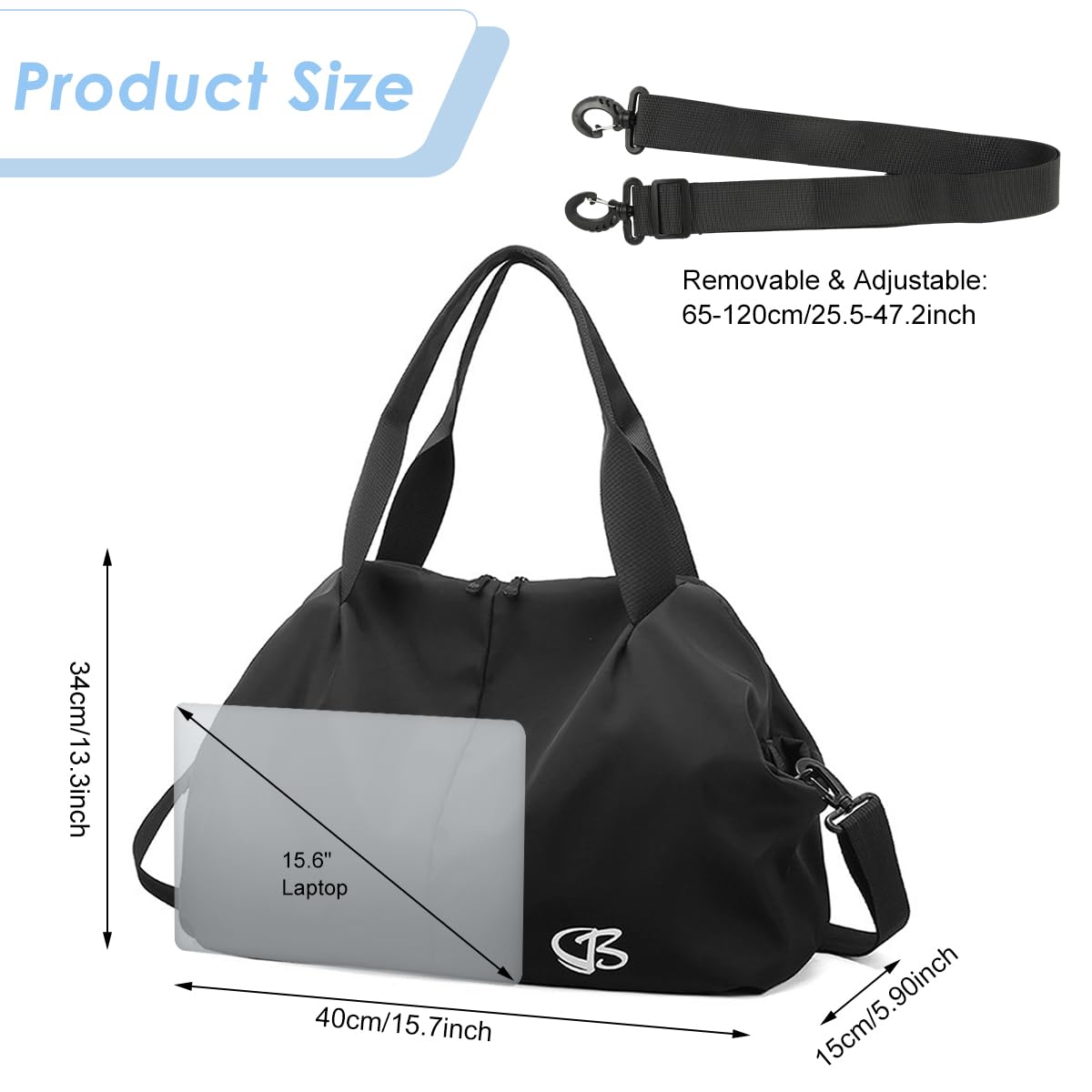 PALAY Gym Tote Bag for Women with Wet Dry Compartment and Waterproof Oxford Cloth