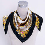 PALAY Women Square Scarf for Head and Neck with Silk Feel 90x90cm | Black Accessory