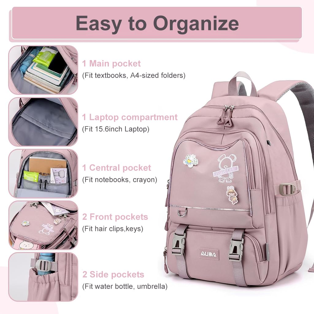 PALAY School Backpack for Teen Girls with Multi Compartment Design and Back Zipper Pouch