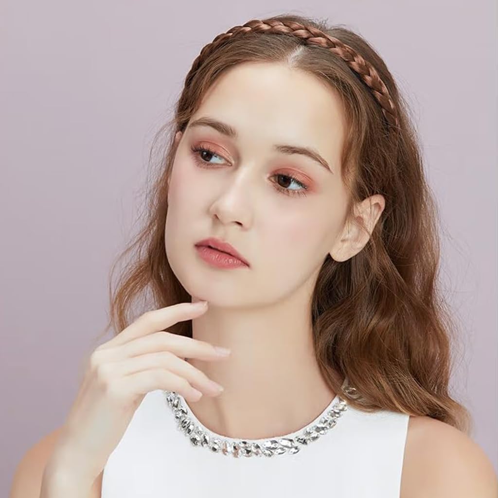 PALAY Braided Hair Band for Women featuring Secure Tooth Grip and 3 Color Set | Comfortable Synthetic Headband for Stylish Hairstyles