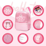 PALAY Girls Backpack for School and Travel with Writable Name Tag | Pink Nylon Ballet Dress Design