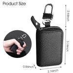 PALAY Car Key Case for Smart Key Fob with O Ring Chain 8 x 5 x 3 cm Genuine Leather Black