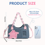 PALAY Shoulder Bag for Women with Dual Carry Options and Clear Photo Window | 26.5x9x18cm Denim Crossbody for Teen Girls