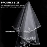 PALAY Bridal Veil for Wedding featuring 150cm Fine Mesh Tulle with Elegant White Edging