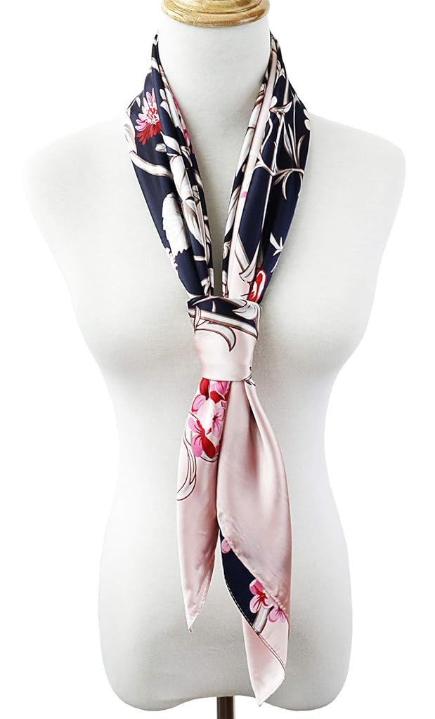 PALAY® Scarf for Women Stylish Satin Square Silk Like Hair Scarves and Wraps Headscarf for Sleeping 90*90cm-Navy