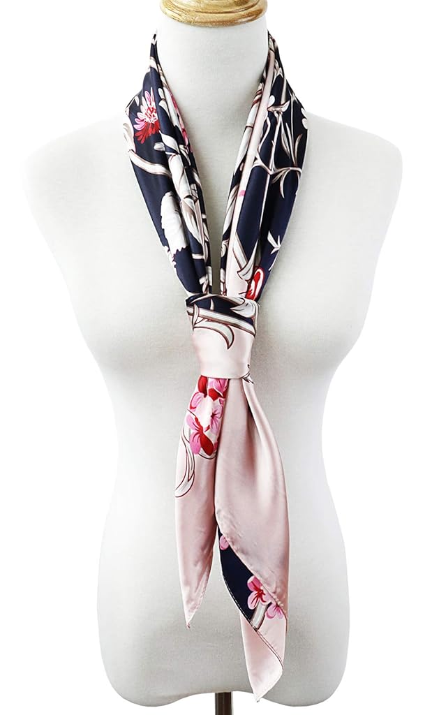 PALAY® Scarf For Women Stylish Satin Square Silk Like Hair Scarves Wraps Headscarf Sleeping 90 90Cm Female Pink 3PCS