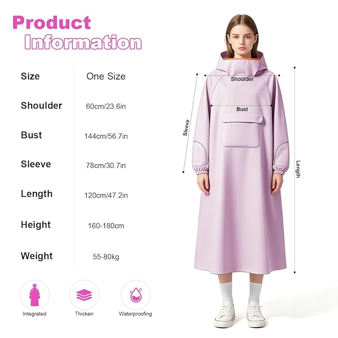 PALAY High Collar Motorcycle Raincoat for Women