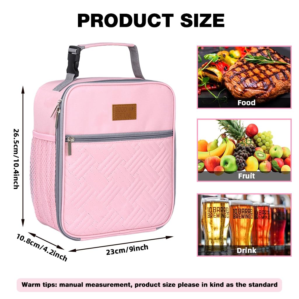 PALAY Silicone Lunch Bag for Work and School featuring Bottle Holder and 22x11x26cm Storage | Pink Insulated Cooler for Women and Kids
