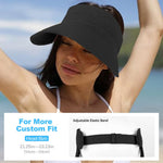PALAY Womens Sun Straw Hat for Beach and Travel with UPF 50+ Wide Brim | Black Summer Visor