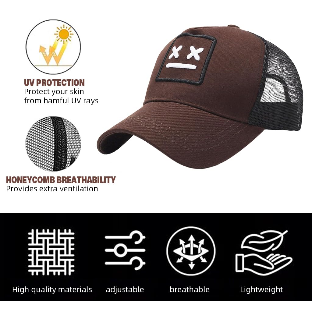GUSTAVE® Cap for Men, Fashion Embroidered Baseball Hat with Breathable Mesh, Adjustable Fit, Superior Sun Protection, Durable Brown Outdoor Sports Casual Wear