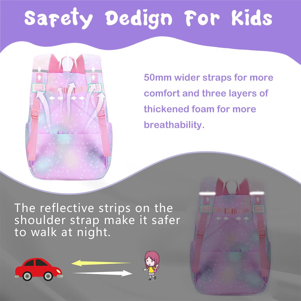 PALAY School Backpack for Girls with 32x28x45cm Capacity and Ergonomic Straps | Pink Set