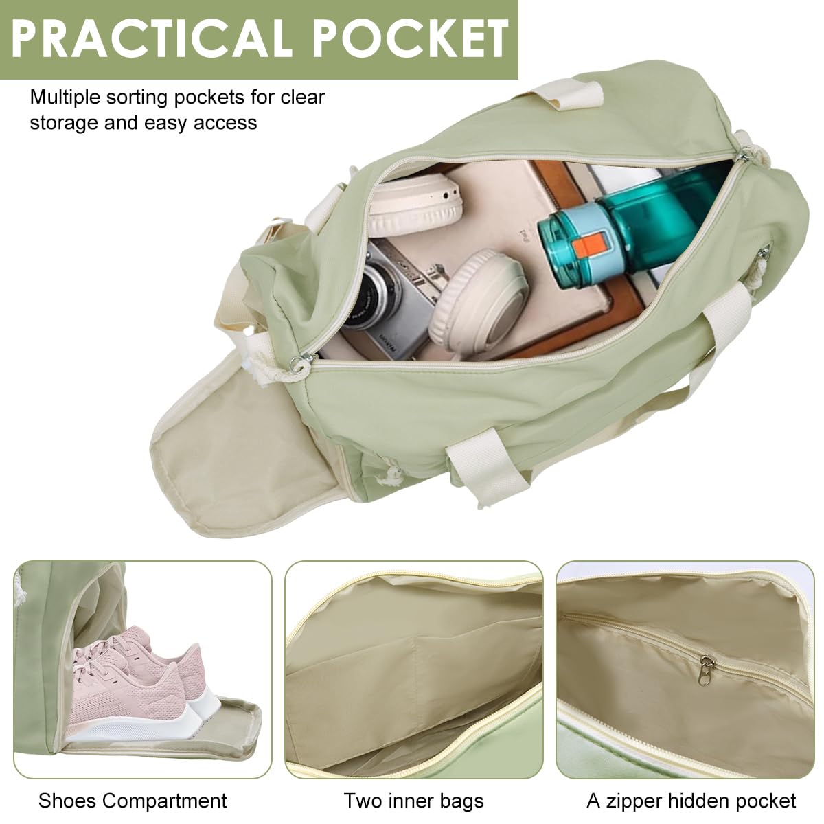 PALAY Travel Duffle Bag for Women with Shoe Compartment and Multi Pockets | Corduroy Tote