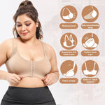 PALAY Zip Front Sports Bra for Women with Adjustable Front and Shoulder Buckles | Breathable Nylon Plus Size Support 80–85 cm