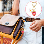 PALAY Strawberry Bag Charms Keychain for Handbags with Heart Carabiner and Flower Accent | 2 Pcs Gift Set for Women and Girls