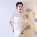 PALAY Lace Shawl for Wedding Dress featuring Sheer White Embroidery | Elegant Wrap for Women