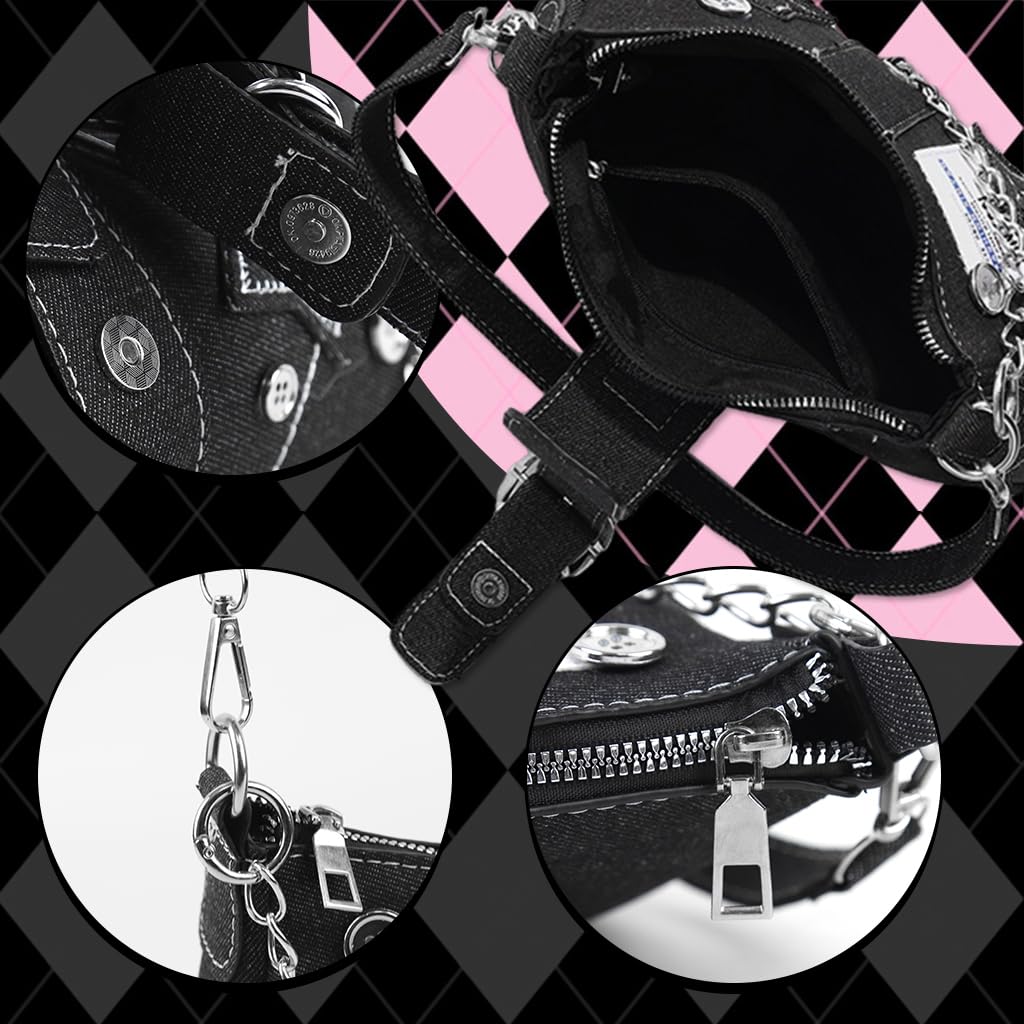 PALAY Shoulder Bag for Women featuring 23x7x13cm size and zipper snap closure | Y2K canvas handbag with chain charm