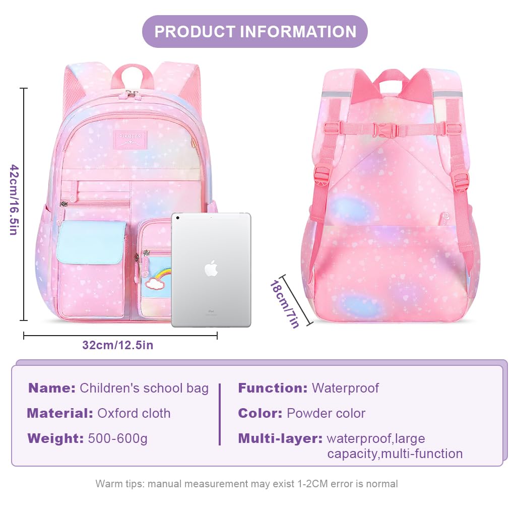 PALAY® School Bag for Girls and Boys Waterproof Stylish Durable Kids Bag Burden Relief Cartoon School Backpacks for Kids Birthday Gift Backpack for School, Picnic (6-12 Years Old) - Pink