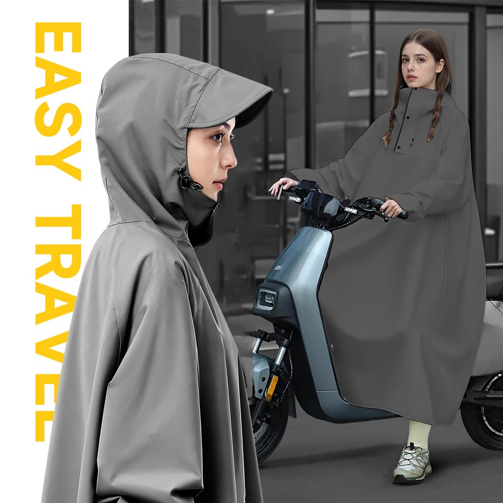 PALAY Long Rain Coat for Outdoor Use with 360° Wide Brim Hood and 128cm Length | Waterproof Oxford Cloth