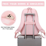 PALAY School Bag for Girls with Multi Zipper Compartments 15.6 in Laptop Space | Oxford Cloth Pink Backpack