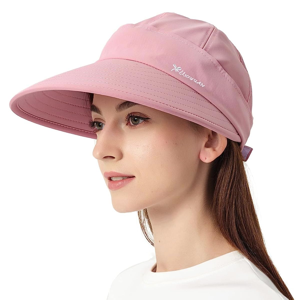PALAY® Sun Hat Women 2 in 1 Wide Brim Sport Beach Caps for Women Summer UV Protection Cap with Detachable Top for Outdoor Fishing Baseball, Pink