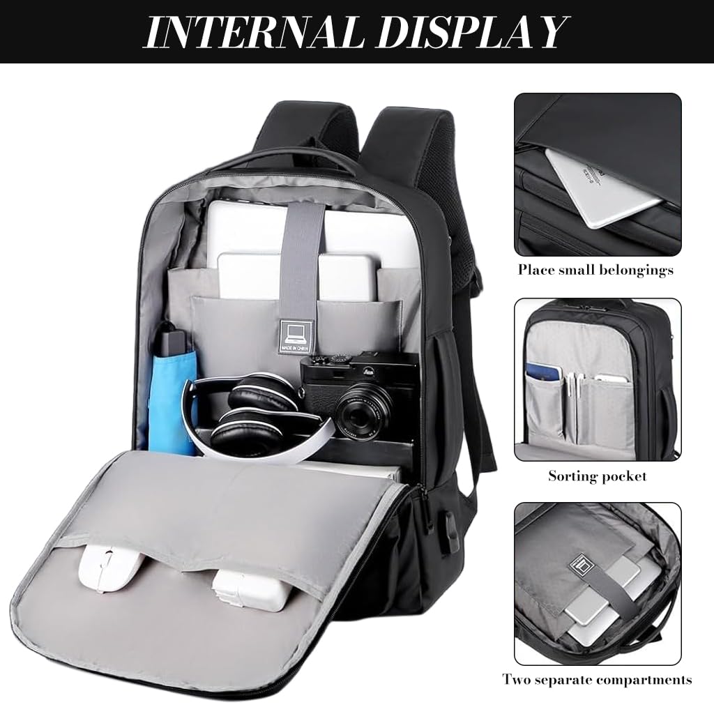 PALAY Backpack Bag for Men with USB Charging Port and Padded 17 in Laptop Compartment | Expandable 30–35L Waterproof Design for Business Travel