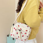 PALAY Purses for Women featuring 20x10x18cm corduroy body with strawberry motif | versatile crossbody sling