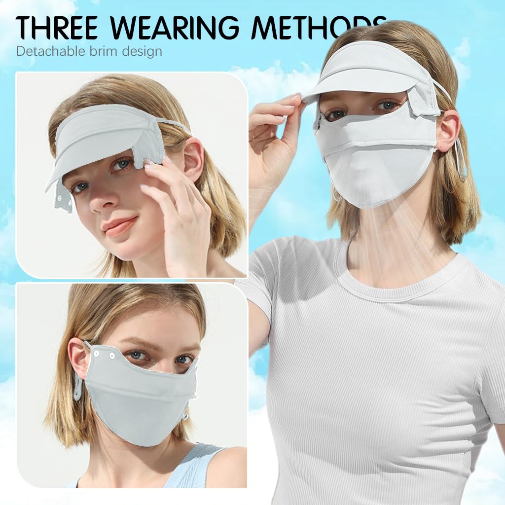 PALAY Full Face Sun Mask for Women with Detachable Brim UPF 50 Protection | 2PCS Green