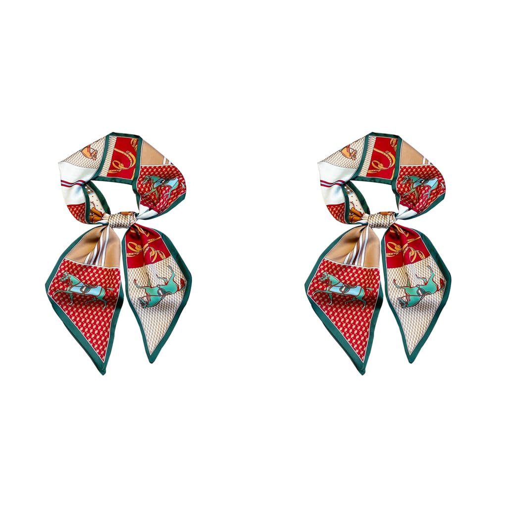 PALAY Silk Scarf for Women featuring Floral Print Satin 59x5.2 in Set of 2 | Stylish Accessory