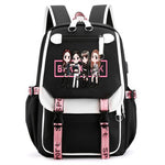 PALAY Blackpink School Backpack for Girls with USB Charging Port and 15.6 in Laptop Fit | Nylon Travel Bag