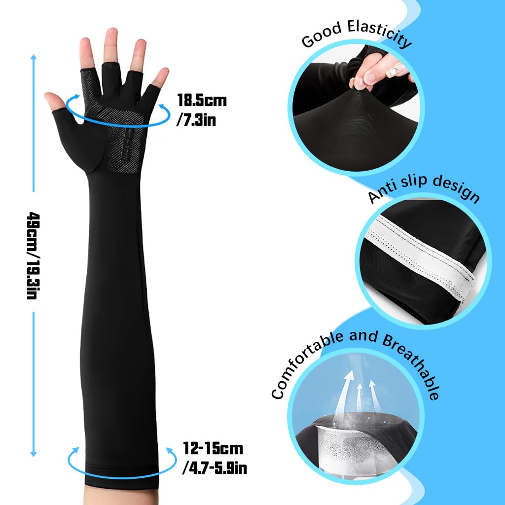 PALAY Hand Gloves for Sun Protection featuring Non Slip Palm and Ice Silk Cooling Sleeves