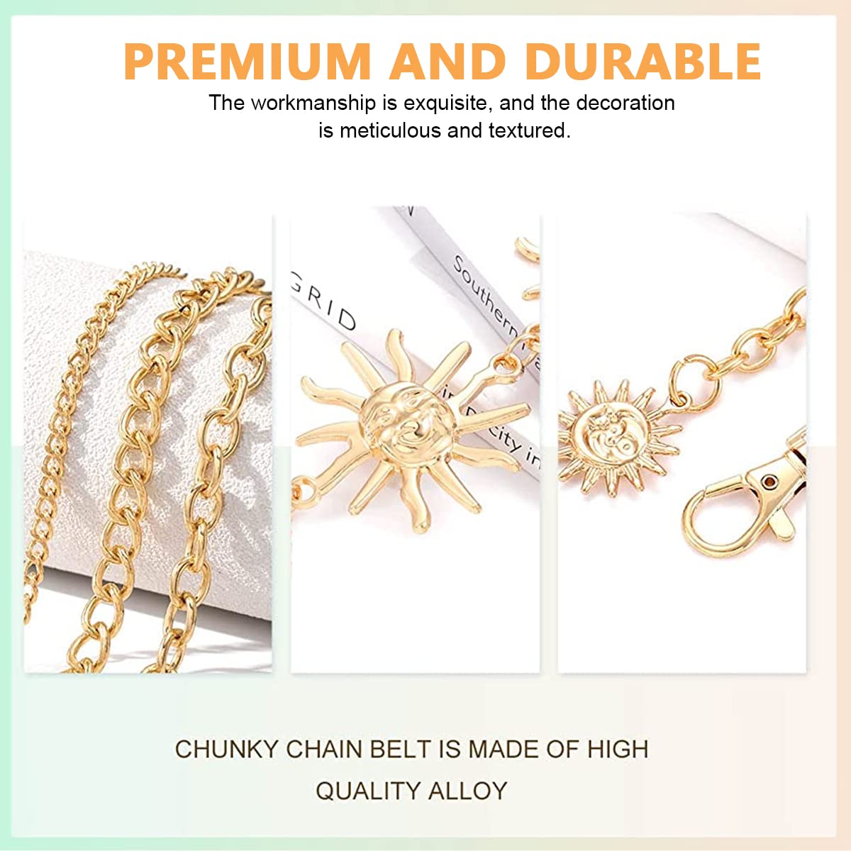 PALAY Chain Waist Belt for Women featuring 3 Layer Metal Design in Gold for Dresses and Jeans