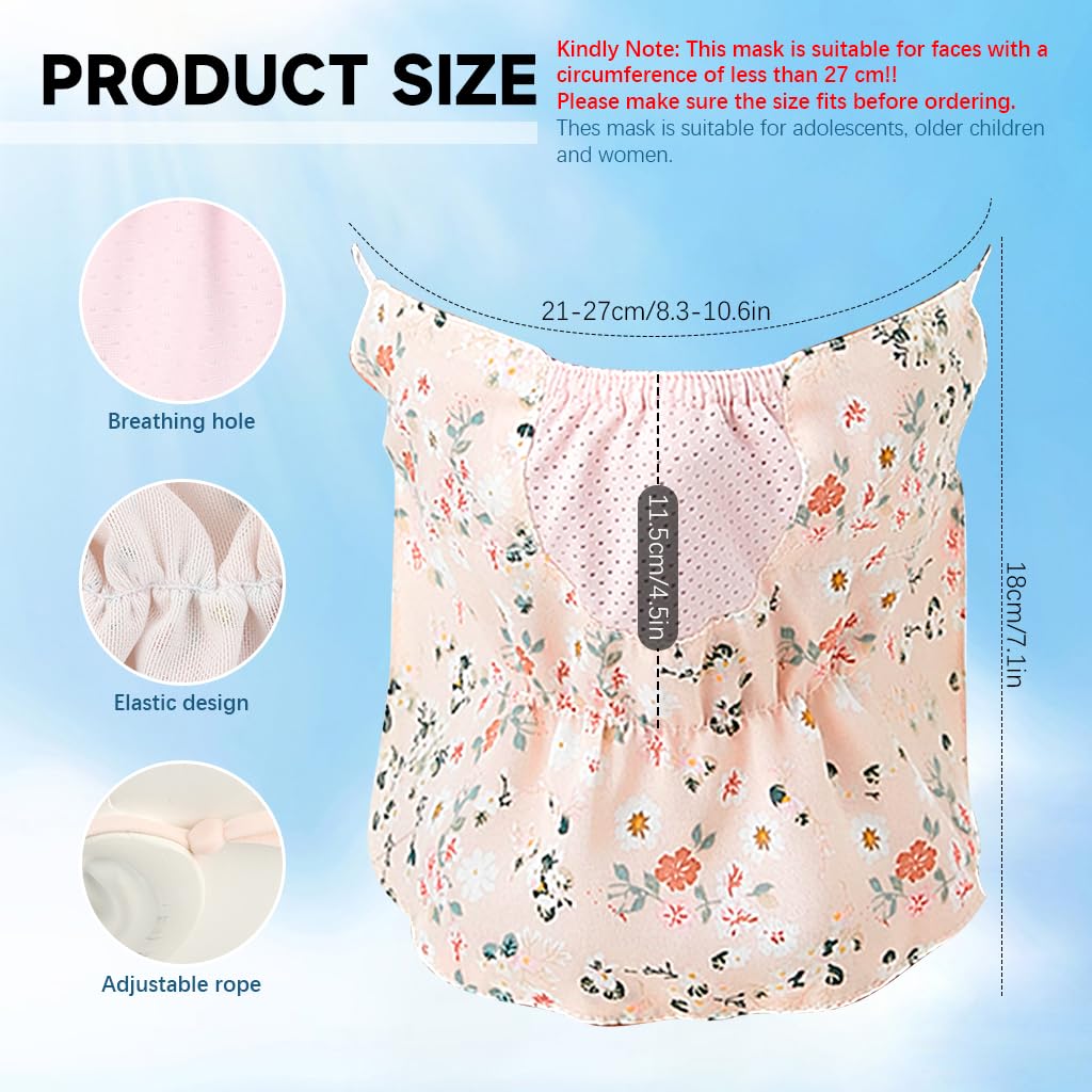 PALAY Face Mask for Women with UPF 50 Plus Sun Protection and Adjustable Ear Loops | Breathable Reusable Floral Cover in Pink