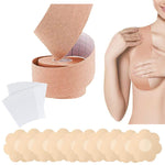 PALAY® 10 pairs Flower Shaped Nippleless Covers Sticker,One Roll 5cm*5m Breast Lifting Tape, 50 Sheet Transparent Sticker Women Nipple Cover Breast Lifting Tape for Contour Lift Bra Alternative