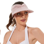 PALAY Sun Hat for Women featuring Wide Brim UV Protection and Pearl Embroidery | Adjustable Beige Visor for Beach and Summer Wear