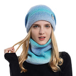PALAY Beanie Cap for Women with Fleece Lining and Knitted Scarf Set 25×22cm Blue | Warm Winter Accessory