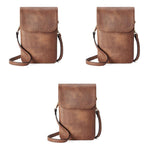 PALAY Crossbody Phone Bag for Daily Travel with Multi Zipper Pockets and 5x7.8 in Size | Vintage Brown PU Leather Mini Purse