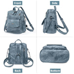 PALAY PU Leather Backpack for Travel featuring Reinforced Straps and Soft Blue Design