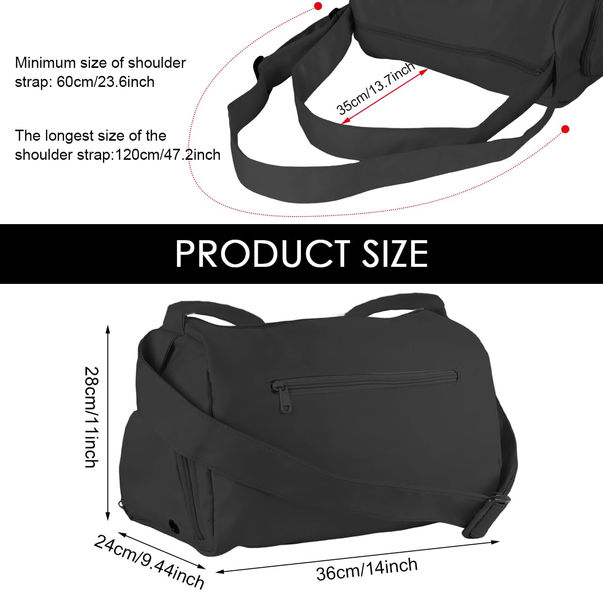 PALAY Gym Bag for Workout and Travel with Zippered Shoe Compartment and Polyester Fabric